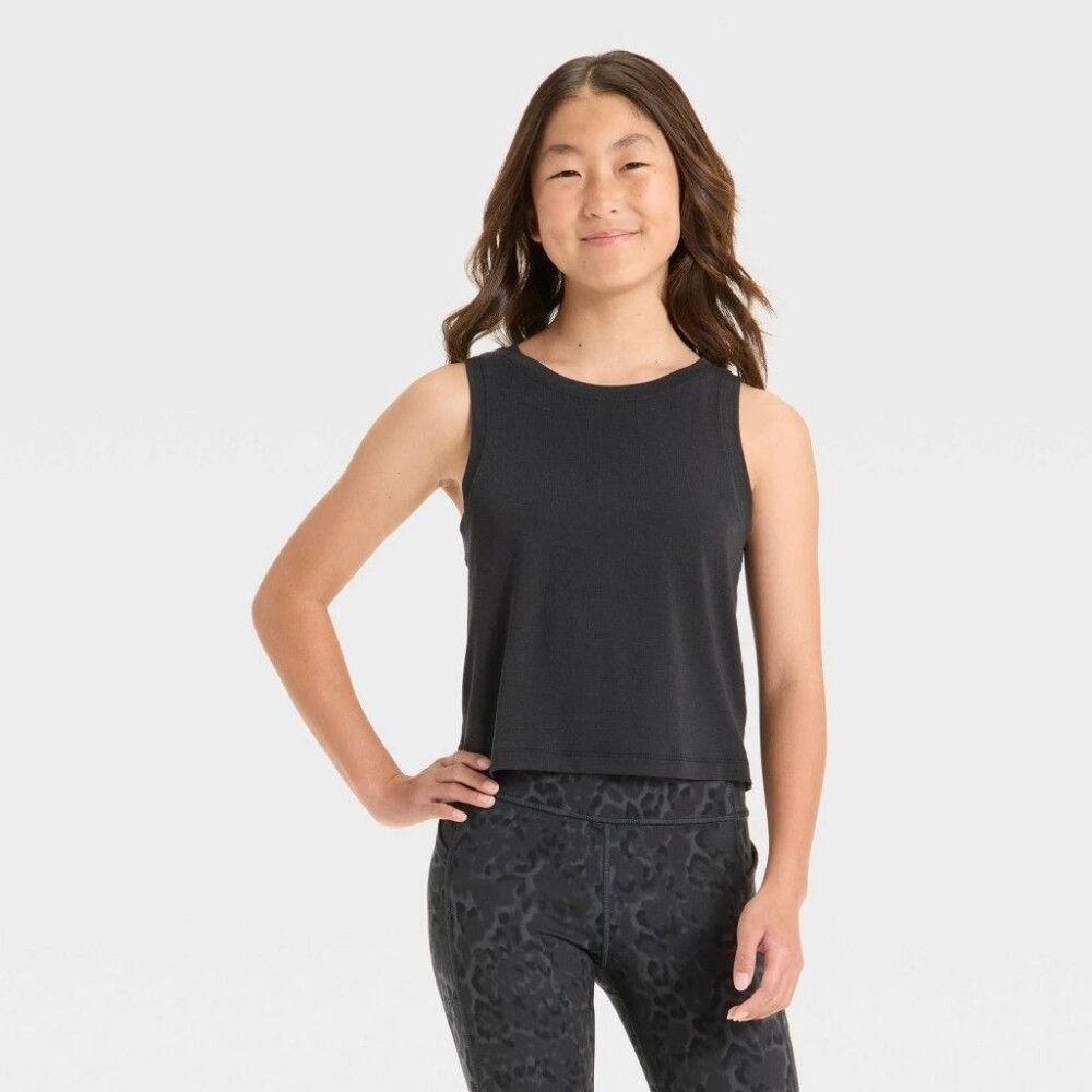 NWT Girls' Muscle Tank Top - All in Motion Black XS (4/5)